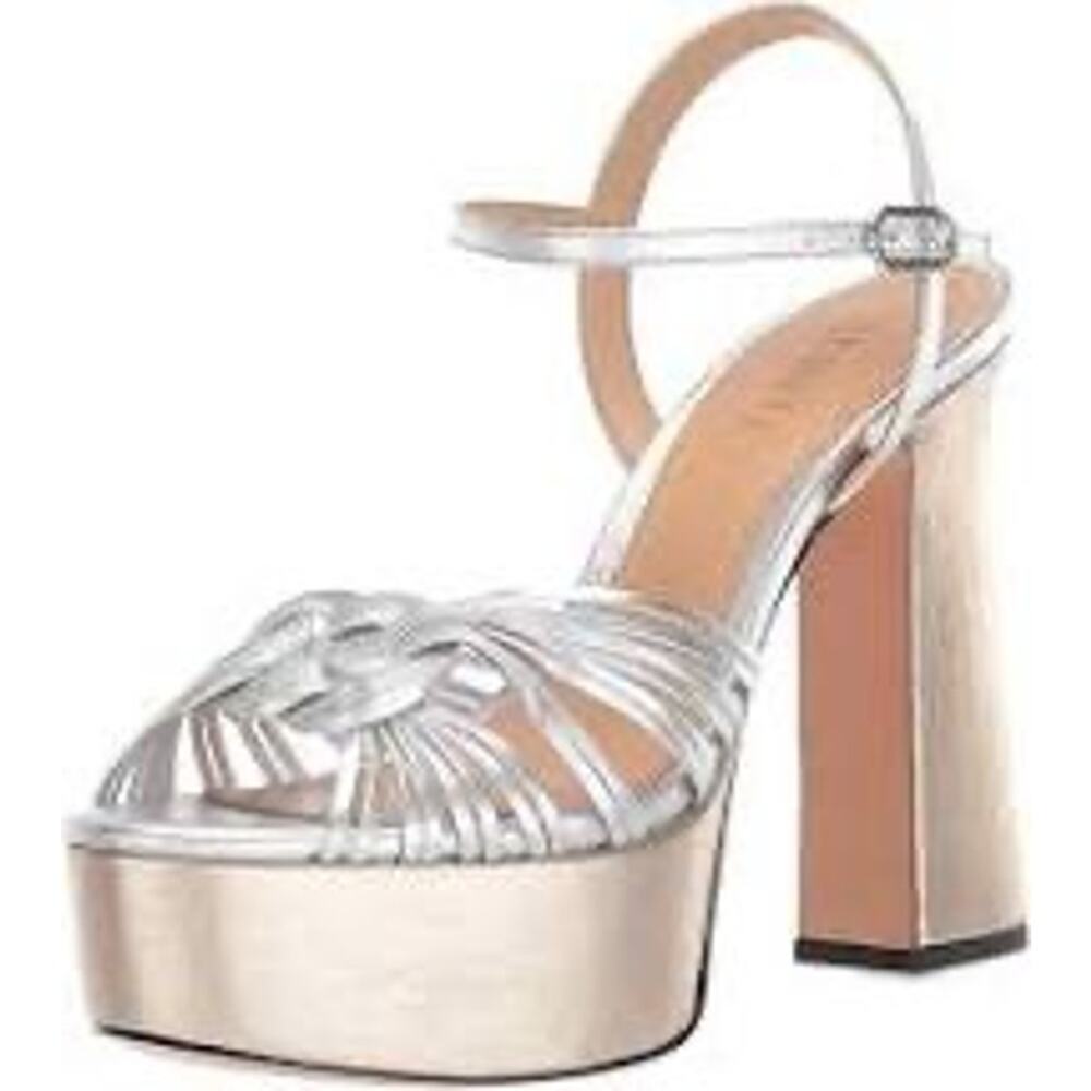 Schutz Anselma Prata Metallic Napa platform heels Size 8